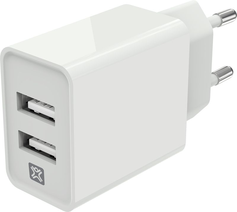 Foto van Xtrememac oplader met 2 usb a poorten 12w wit