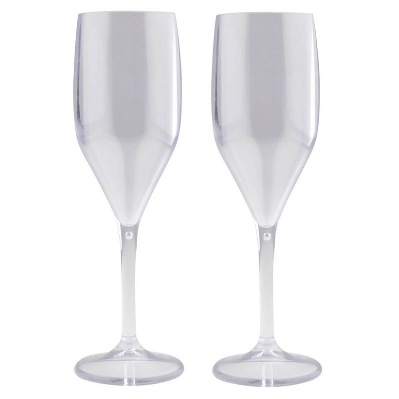 Foto van Set van 6x stuks champagne/prosecco flutes glazen transparant 150 ml van onbreekbaar kunststof - champagneglazen