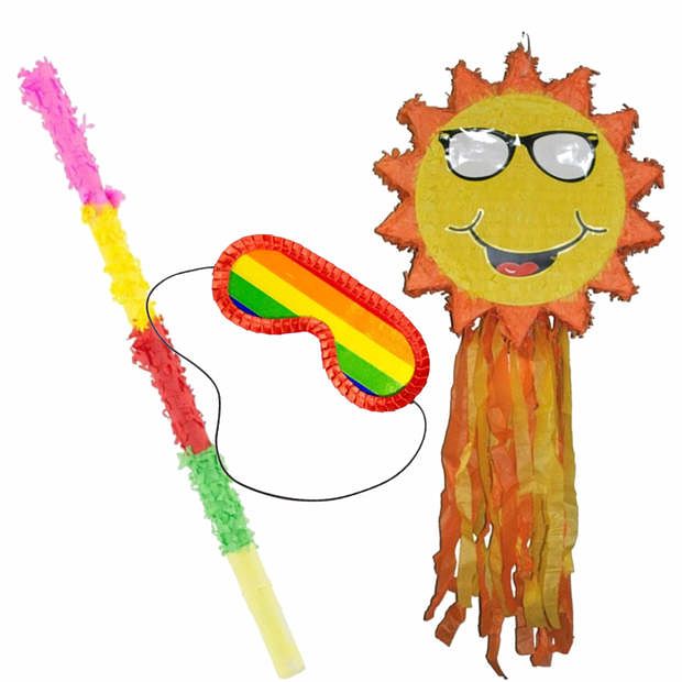 Foto van Pinata van een zonnetje set met masker en stok - pinatas