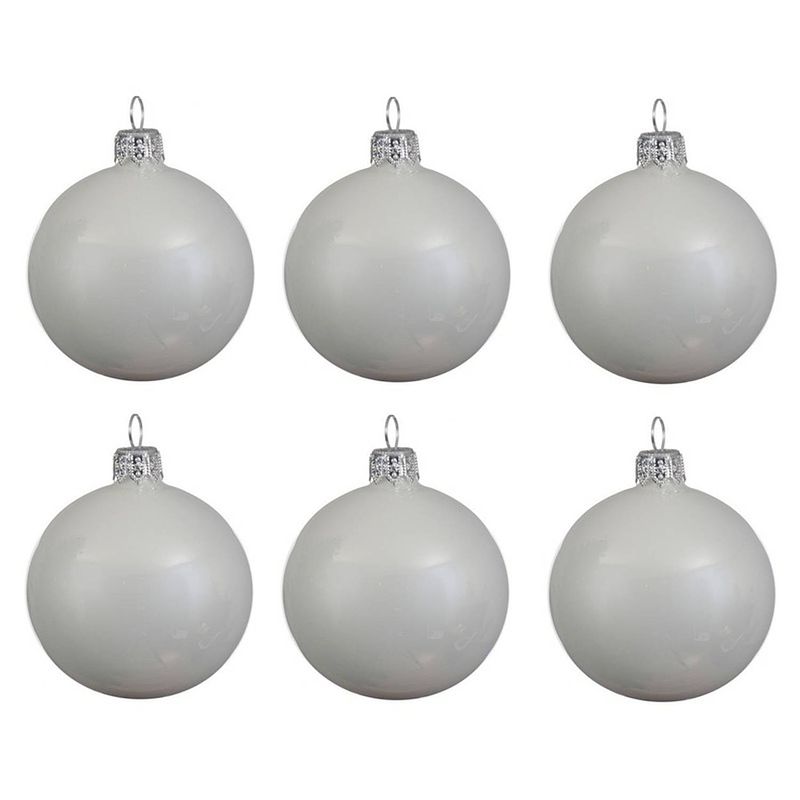 Foto van 6x glazen kerstballen glans winter wit 6 cm kerstboom versiering/decoratie - kerstbal