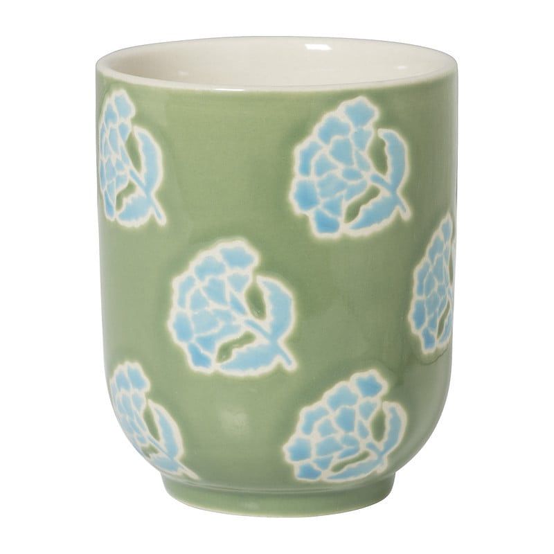 Foto van Cup met bloemen - groen/blauw - 175 ml