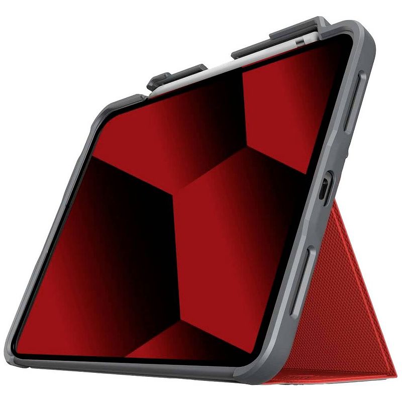 Foto van Stm goods dux plus bookcase geschikt voor apple model: ipad 10.9 (10e generatie) rood, transparant