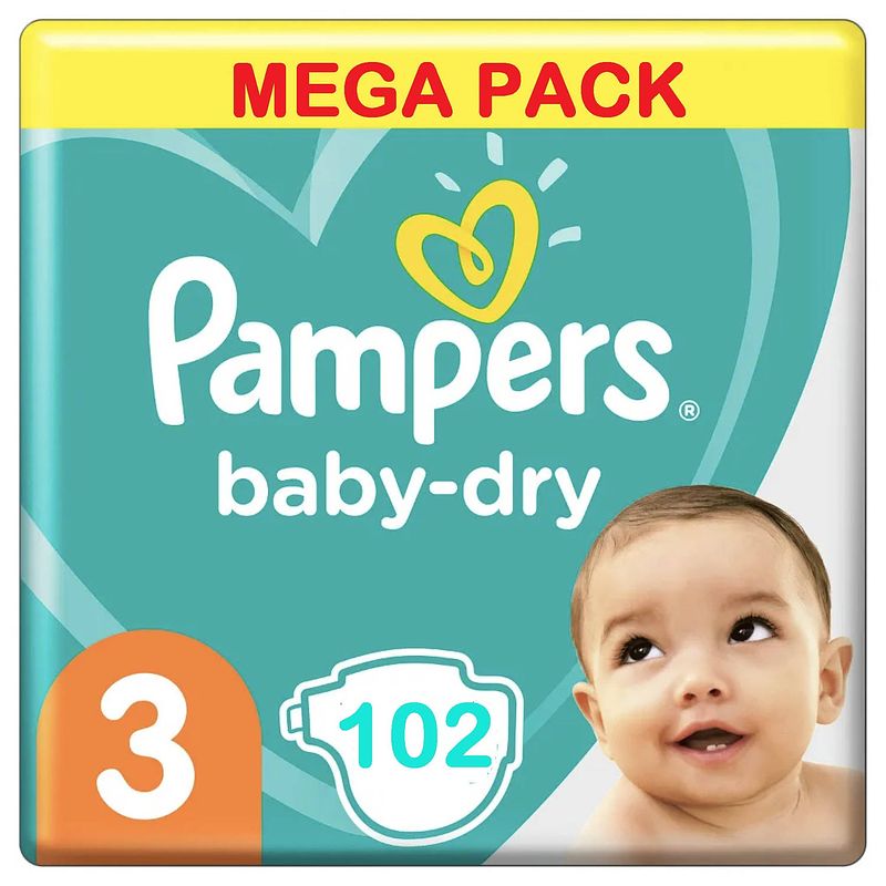 Foto van Pampers - baby dry - maat 3 - megapack - 102 stuks - 6/10kg
