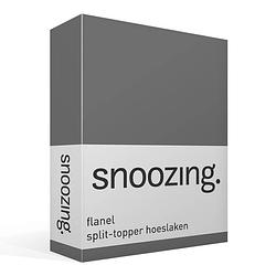 Foto van Snoozing - flanel - split-topper - hoeslaken - 140x200 cm - antraciet