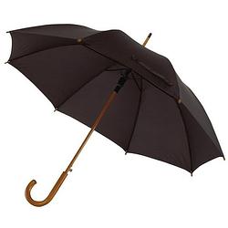 Foto van Zwarte luxe paraplu met houten handvat in haakvorm 103 cm - paraplu's