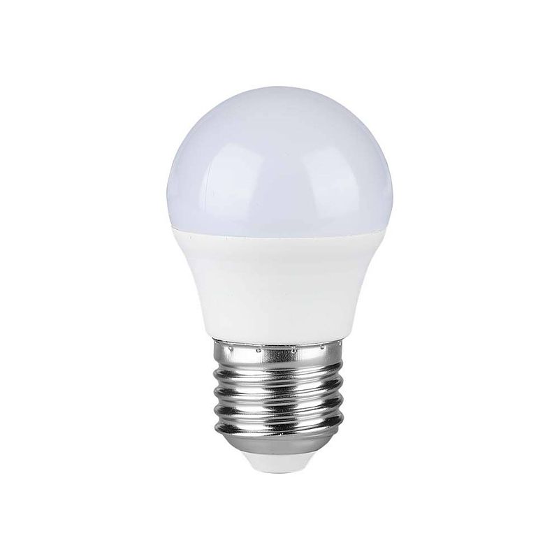 Foto van V-tac vt-246-n e27 led lampen - golf - samsung - ip20 - wit - 4.5w - 470 lumen - 4000k - 5 jaar