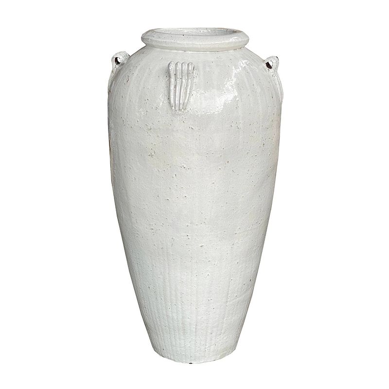 Foto van Ptmd izze white glazed ceramic extreme pot high