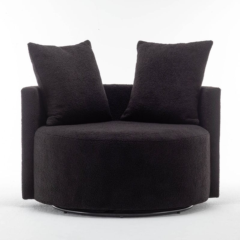 Foto van Fauteuil loveseat teddy zwart draaibare fauteuil