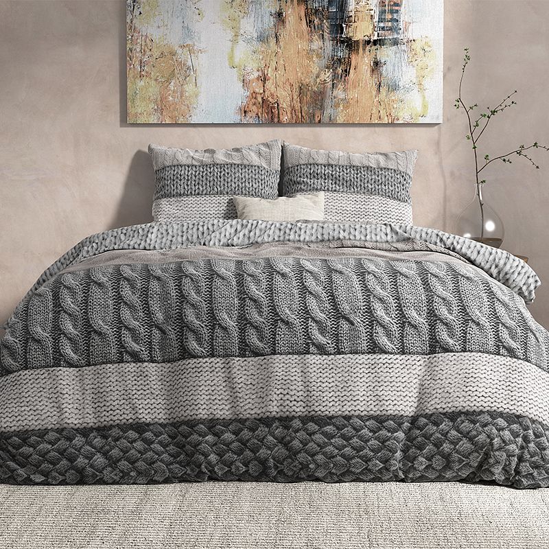 Foto van Flanellen dekbedovertrek elin - lits-jumeaux (240x220 cm) - taupe - dessin: patroon - dreamhouse bedding - dekbed-discounter.nl