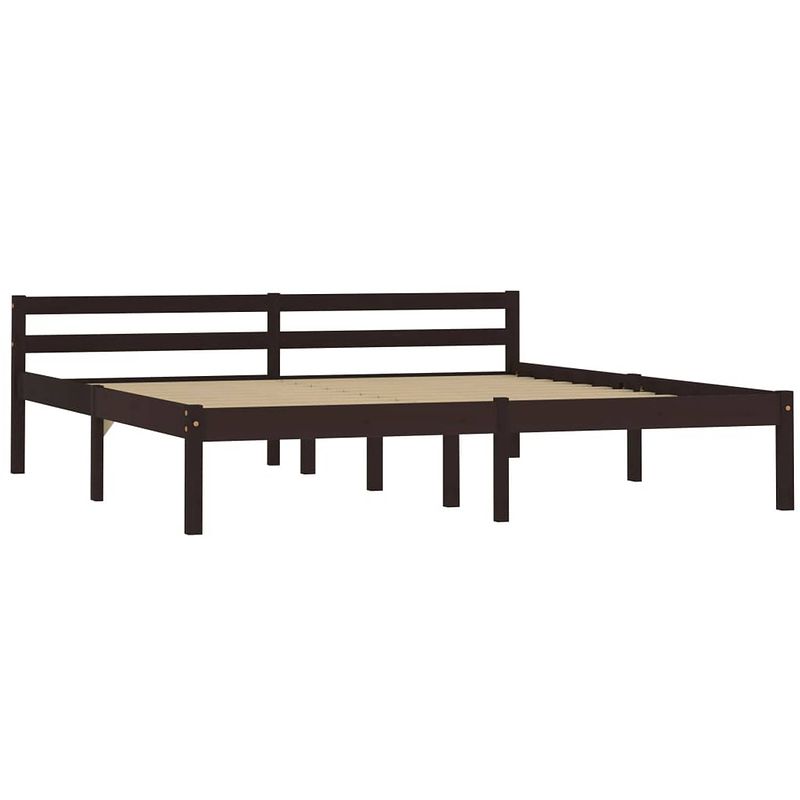 Foto van The living store bedframe massief grenenhout donkerbruin 180x200 cm - bed