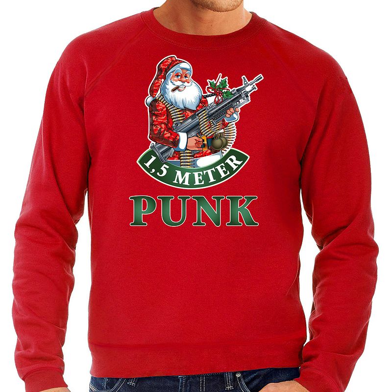 Foto van Rode kerstsweater / kerstkleding 1,5 meter punk voor heren s - kerst truien