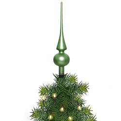 Foto van Kerstboom glazen piek groen mat 26 cm - kerstboompieken
