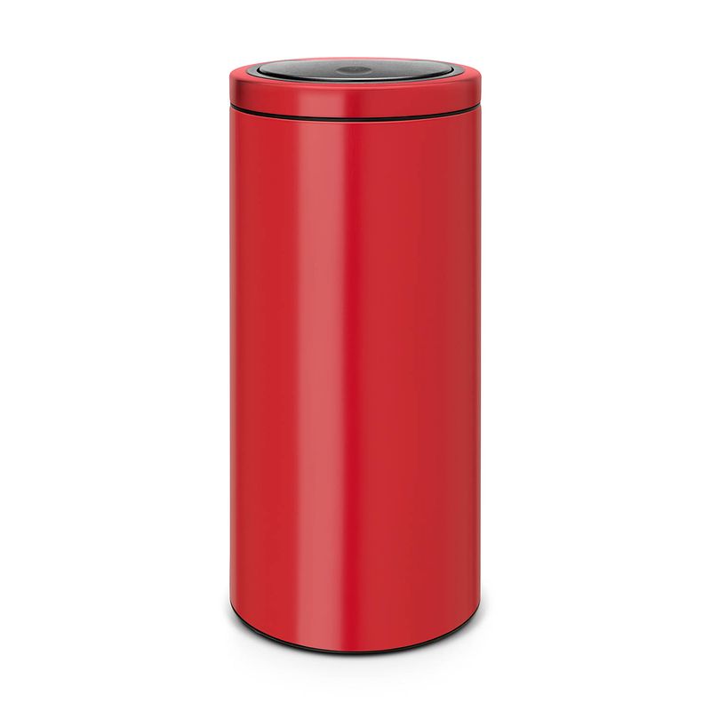 Foto van Brabantia touch bin flat top afvalemmer 30 liter met kunststof binnenemmer - passion red