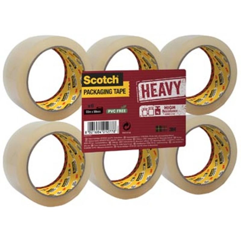 Foto van Scotch verpakkingsplakband heavy, ft 50 mm x 66 m, transparant, pak van 6 stuks