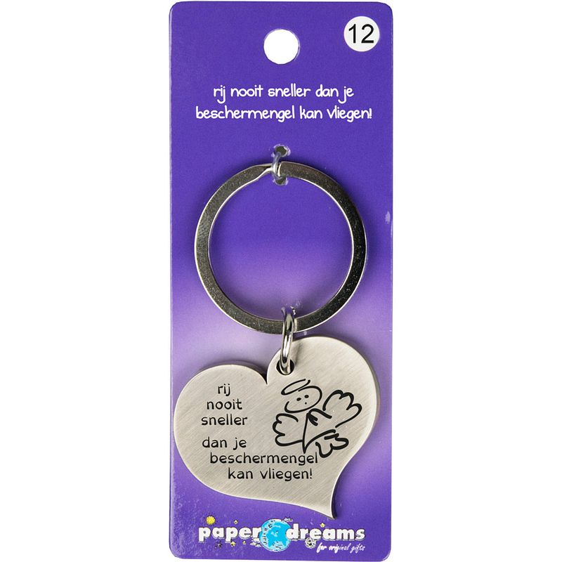 Foto van Paper dreams sleutelhanger beschermengel 10 x 4 cm ijzer zilver