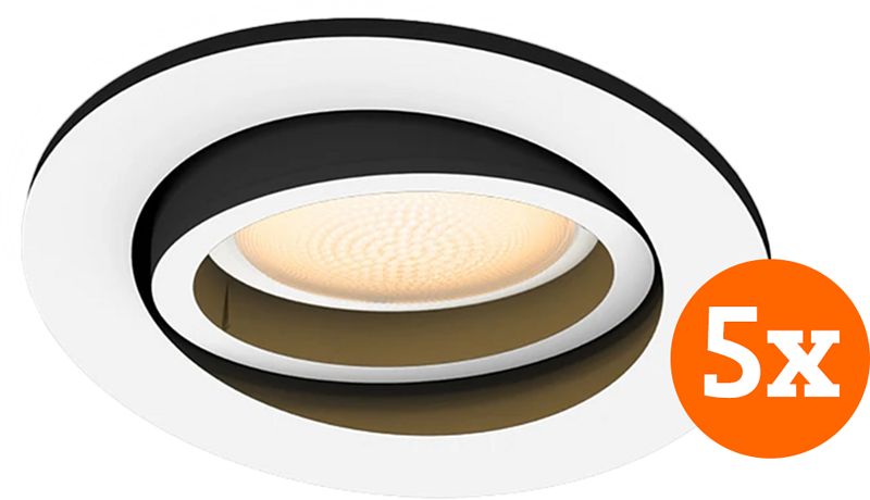 Foto van Philips hue milliskin inbouwspot white ambiance rond wit 5-pack