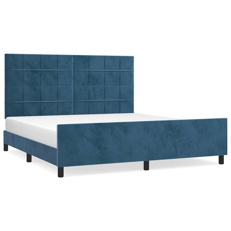 Foto van Vidaxl bedframe met hoofdeinde fluweel donkerblauw 160x200 cm