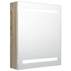 Foto van Vidaxl badkamerkast met spiegel en led 50x14x60 cm wit eikenkleurig