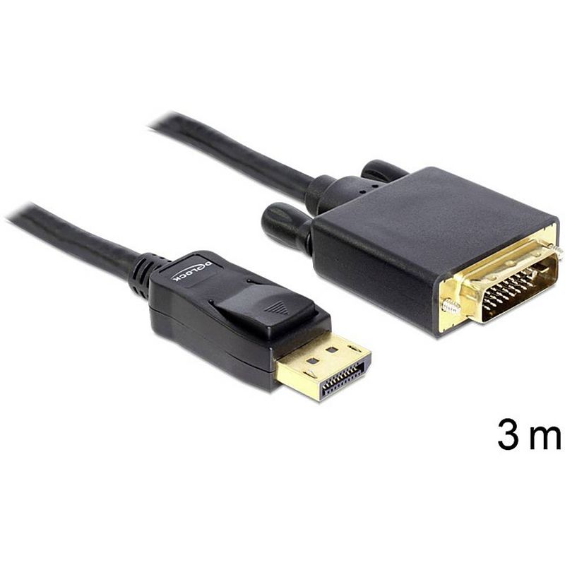 Foto van Delock displayport / dvi adapterkabel displayport stekker, dvi-d 24+1-polige stekker 3.00 m zwart 82592 displayport-kabel