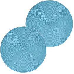 Foto van 4x ronde onderleggers/placemats voor borden turquoise 38 cm - placemats