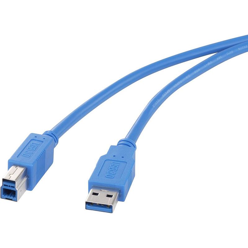 Foto van Renkforce usb-kabel usb 3.2 gen1 (usb 3.0 / usb 3.1 gen1) usb-a stekker, usb-b stekker 50.00 cm blauw vergulde steekcontacten rf-4260498