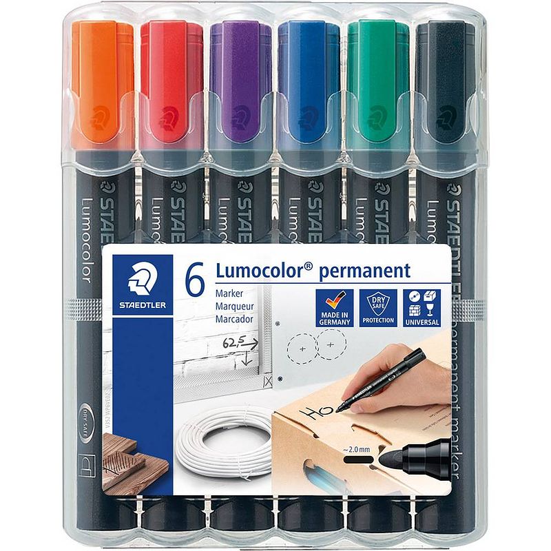 Foto van Staedtler lumocolor 352 wp6 permanent marker willekeurige kleur (geen keuze mogelijk) watervast: ja