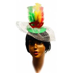 Foto van Rubie's hoed met masker en pauwenveren unisex multicolor one size