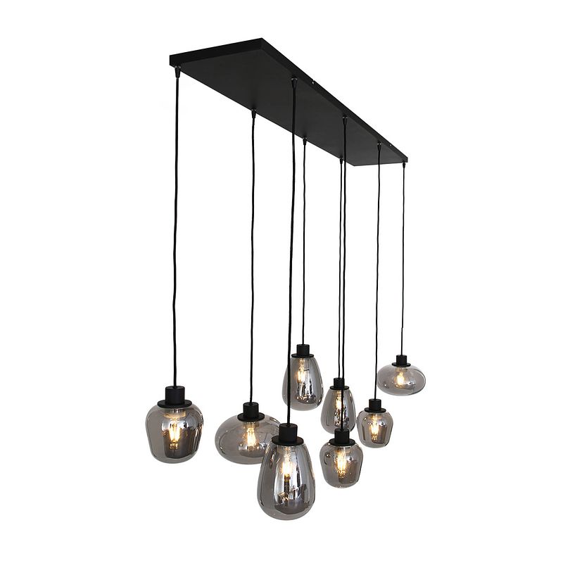 Foto van Design hanglamp - steinhauer - glas - design - e27 - l: 145cm - voor binnen - woonkamer - eetkamer - zwart