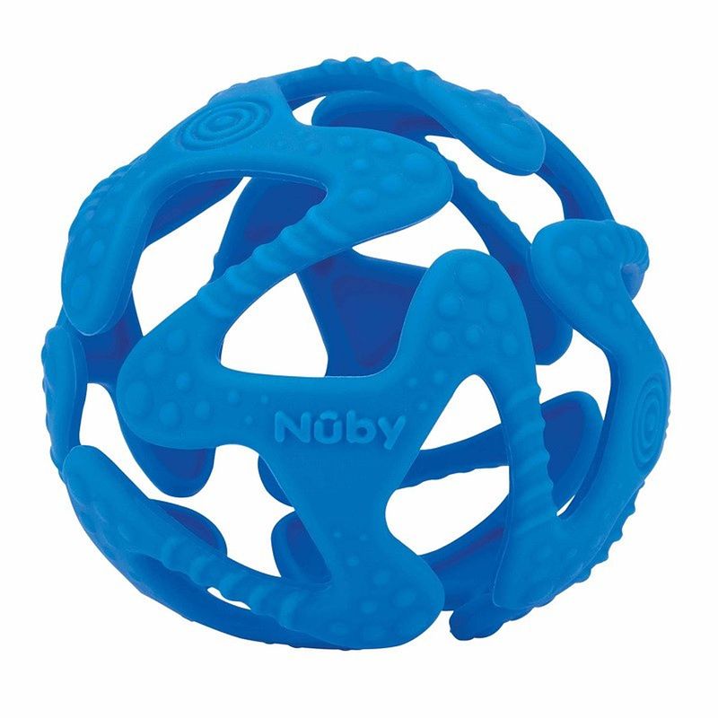 Foto van Nuby bijtbal junior 15,9 cm siliconen blauw