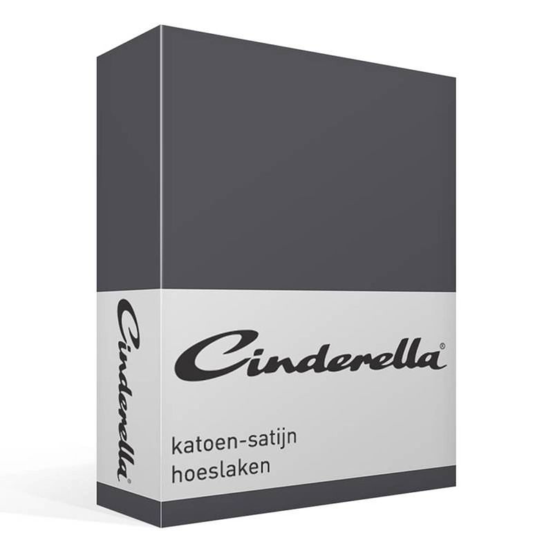 Foto van Cinderella katoen-satijn hoeslaken - 100% katoen-satijn - 2-persoons (140x210 cm) - anthracite