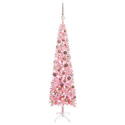 Foto van Vidaxl kerstboom met led's en kerstballen smal 120 cm roze