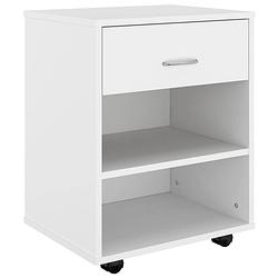 Foto van The living store verrijdbare kast - 46 x 36 x 59 cm - wit - spaanplaat - mobiel en multifunctioneel