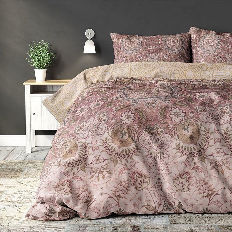 Foto van Dekbedovertrek adelin - tweepersoons (200x220 cm) - roze polyester-katoen - dessin: patroon - sleeptime elegance - dekbed-discounter.nl