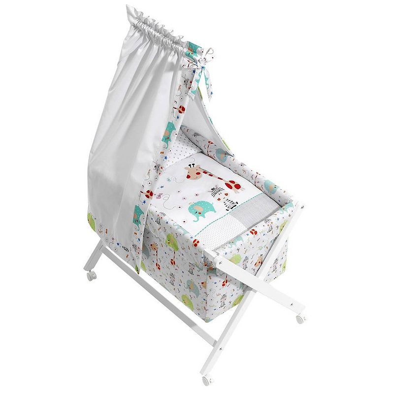 Foto van Interbaby wieg jungle 90 x 55 cm hout/katoen wit 6-delig