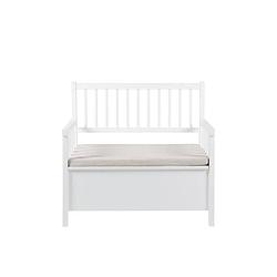 Foto van Moos - aster bench wood lacquered white, cushion beige