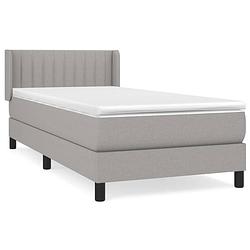 Foto van The living store bed the living store - boxspringbed - 203x103x78/88 cm - lichtgrijs - pocketveren matras - 100x200x20