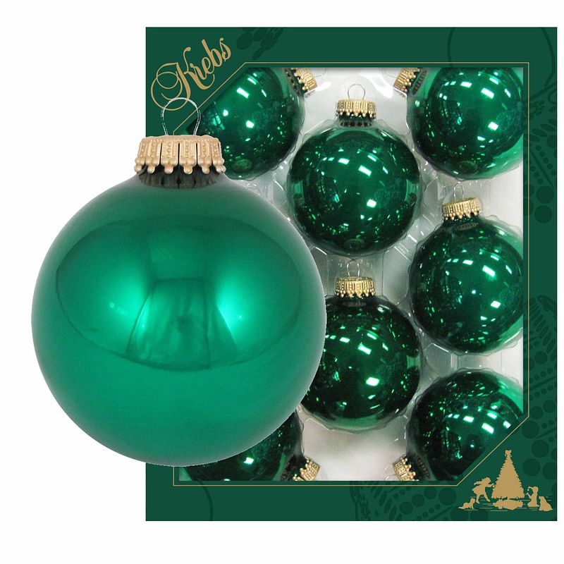 Foto van 8x emerald groene glazen kerstballen glans 7 cm kerstboomversiering - kerstversiering/kerstdecoratie groen