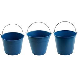 Foto van 3x blauwe schoonmaakemmers/huishoudemmers 6, 8 en 12 liter - emmers
