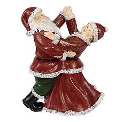 Foto van Clayre & eef beeld kerstman 12x8x15 cm rood polyresin kerstdecoratie rood kerstdecoratie