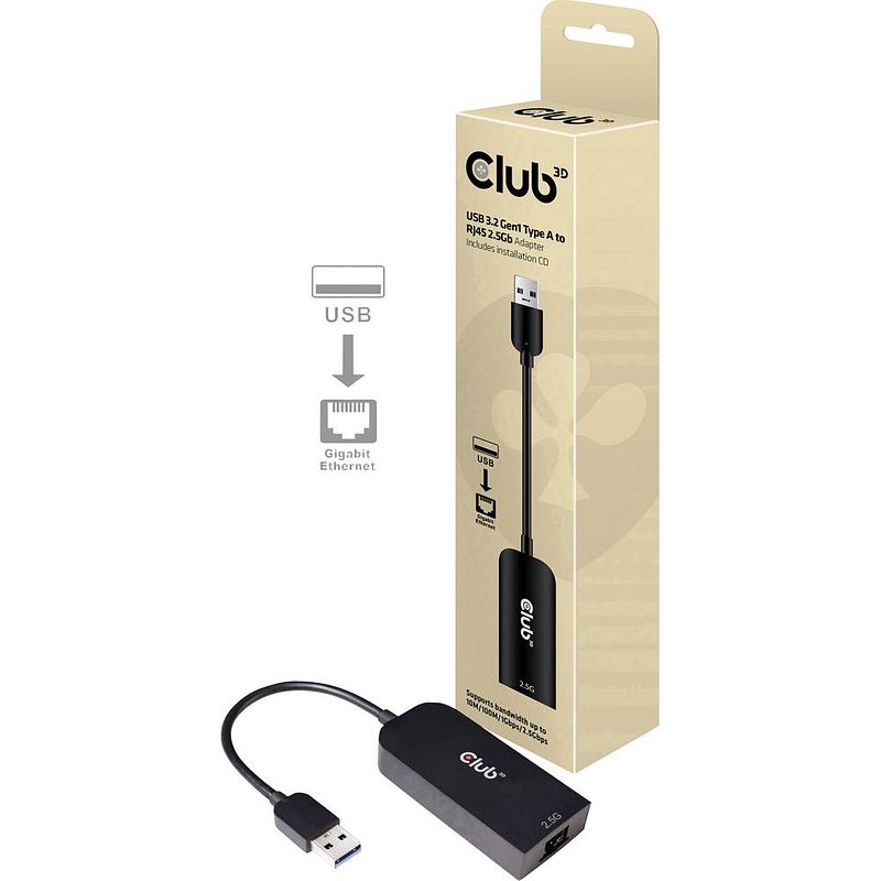 Foto van Club3d cac-1420 netwerkadapter 2.5 gbit/s usb 3.2 gen 1, rj45