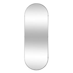 Foto van Misou spiegel - passpiegel - zwart - ovaal - hangend - 112x30cm - glas - wandspiegel