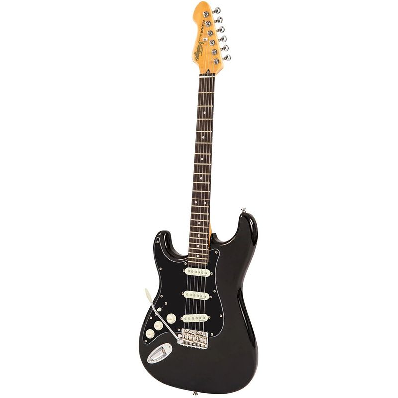 Foto van Vintage lh-v60blk coaster series left handed gloss black linkshandige elektrische gitaar