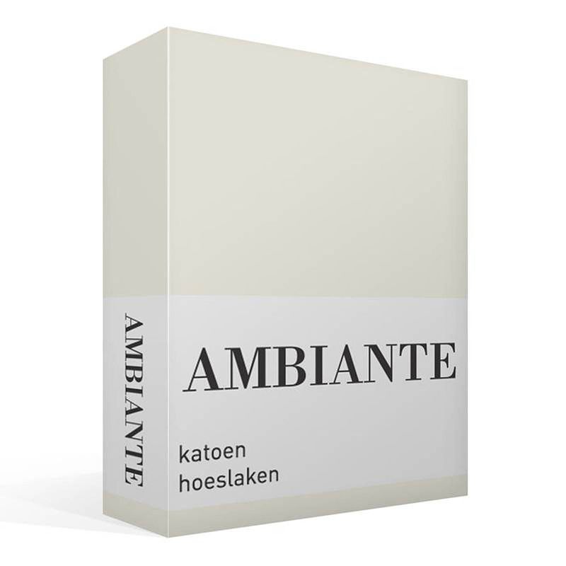 Foto van Ambiante cotton uni hoeslaken - 100% katoen - 2-persoons (140x200 cm) - off-white