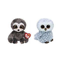 Foto van Ty - knuffel - beanie boo's - dangler sloth & owlette owl