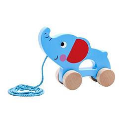 Foto van Tooky toy olifant trekfiguur junior 15,8 x 12,8 cm hout blauw