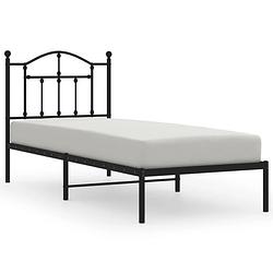 Foto van Vidaxl bedframe met hoofdbord metaal zwart 80x200 cm