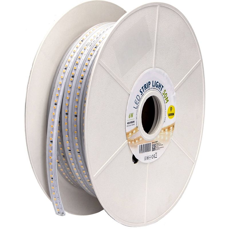 Foto van Led strip - aigi stribo - 50 meter - ip65 waterdicht - warm wit 3000k - 2835 smd 230v