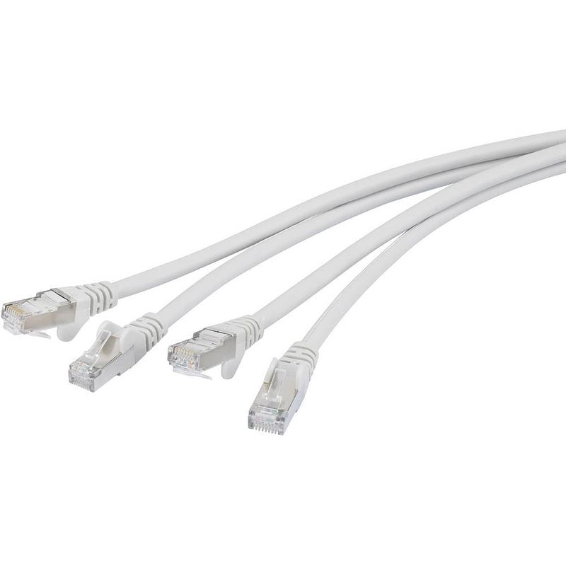 Foto van Renkforce rf-4737366 rj45 netwerkkabel, patchkabel cat 6a s/ftp 10.00 m grijs vlambestendig, snagless, duplex 1 stuk(s)