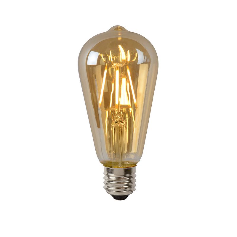 Foto van Lucide st64 - filament lamp - ø 6,4 cm - led dimb. - e27 - 1x5w 2700k - amber