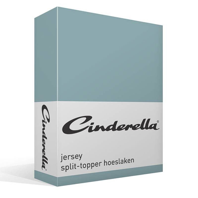Foto van Cinderella jersey split-topper hoeslaken - 100% gebreide jersey katoen - lits-jumeaux (160x200/210 cm) - mineral